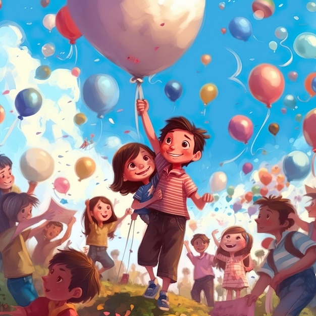 HAPPY KIDS WITH BALONS