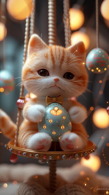 Happy Kitten Riding A MerryGoRound Wallpaper