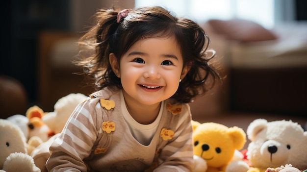 Happy Korean little girl smiling Childhood