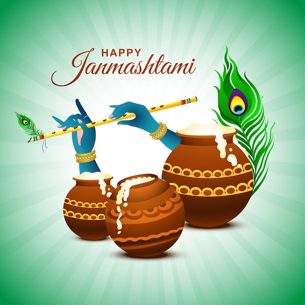 Happy Krishna Janmashtami Vector Images