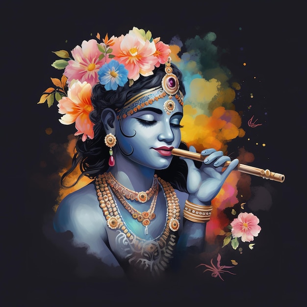 Happy Krishna Janmashtami Vishu festival Generative ai