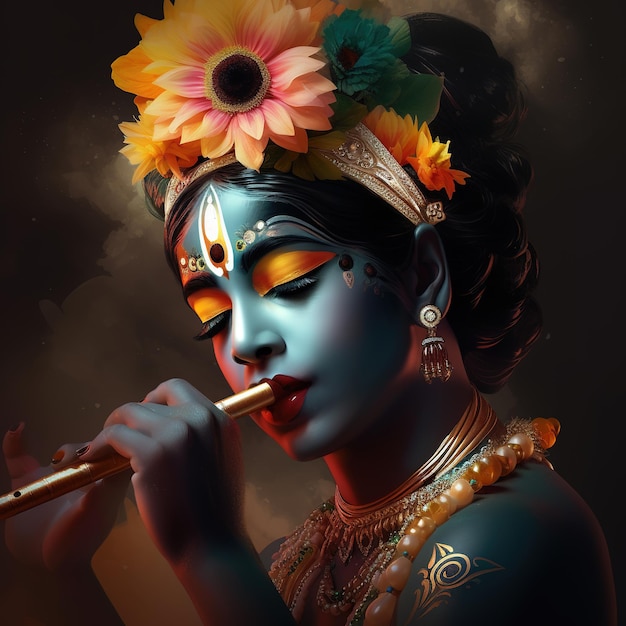 Happy Krishna Janmashtami Vishu festival Generative ai