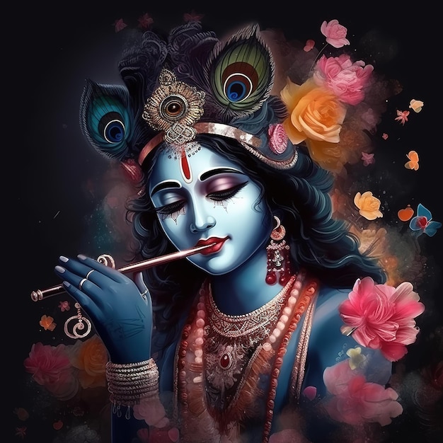 Happy Krishna Janmashtami Vishu 축제 Generative ai