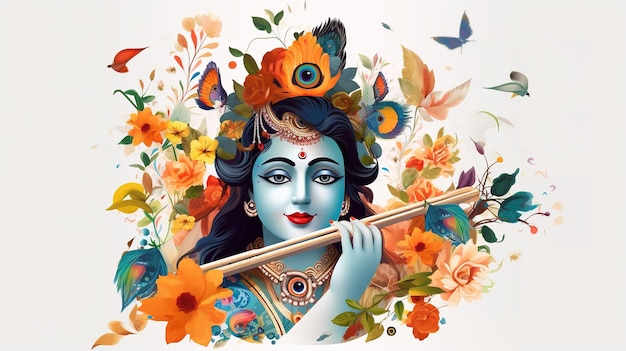 Happy Krishna Janmashtami Vishu festival Generative ai