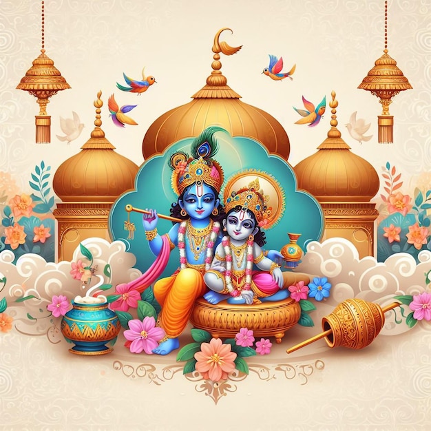 Photo happy krishna janmashtami wishes social media post design