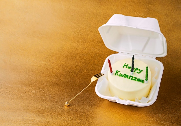 Happy Kwanzaa bento cake in takeout box