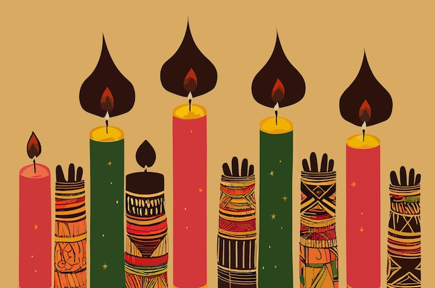 Photo happy kwanzaa illustration celebration of africanamerican culture background with candles