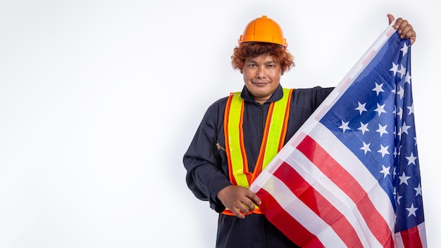 Foto happy labor day amerikaanse vlag en labour man usa vlag amerikaanse vlag labor day