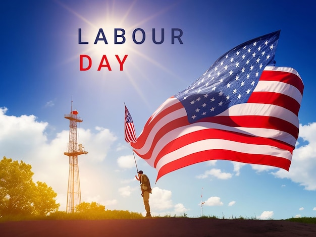 Happy Labor day banner american patriotic background photo