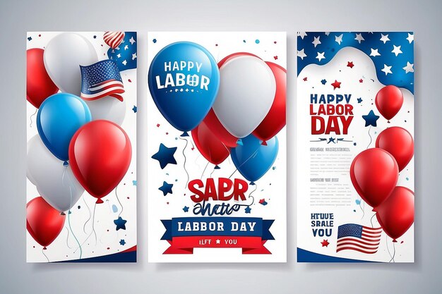 Foto buona festa del lavoro con modelli di palloncini brochure della festa del lavoro americana