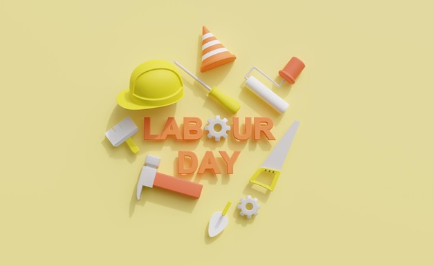 Photo happy labour day 3d illustration for banner