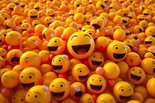 Happy and laughing emoticons 3d rendering background social media and communications concept AI Generative