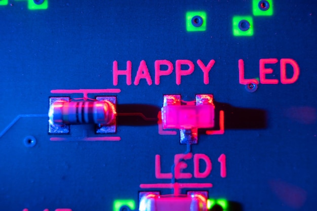 Happy led computer part pink and green