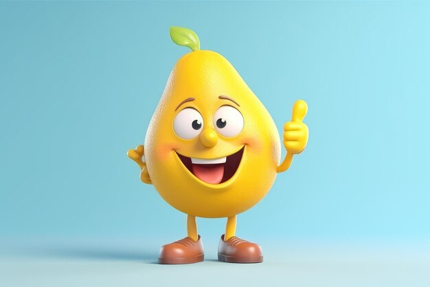 Happy lemon cartoon character showing thumbs up AI