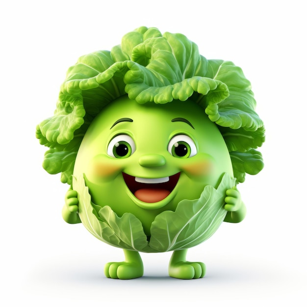 Happy Lettuce Cartoon Mascot