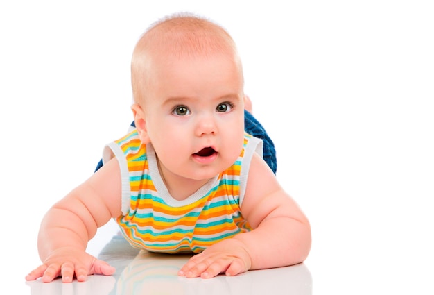 Happy Little Baby isolated on white background.