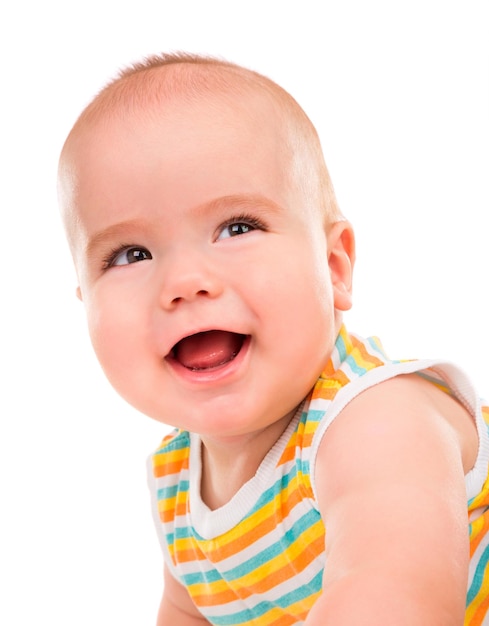 Happy Little Baby isolated on white background.