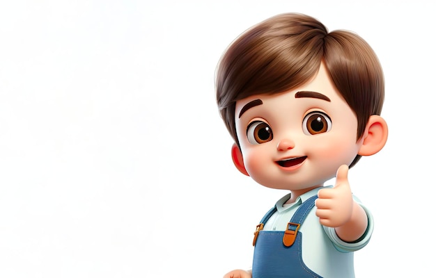 happy little boy showing thumbs up cartoon character ai generative