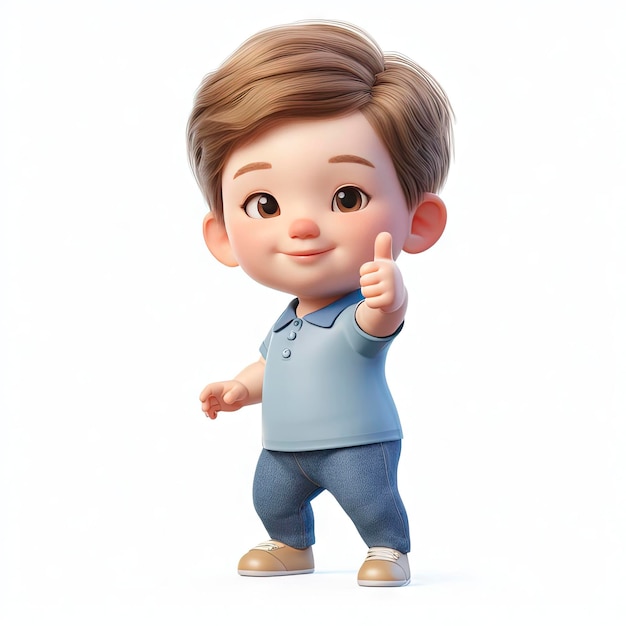 happy little boy showing thumbs up cartoon character ai generative