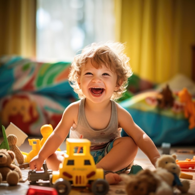 Happy little child playing