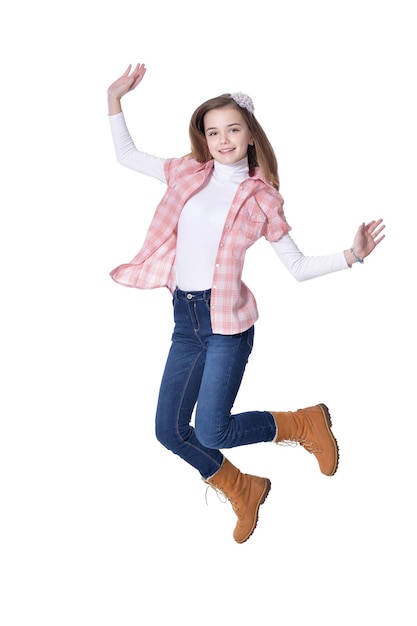 Happy little girl posing isolated