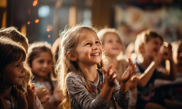 Happy little kids smile and funny with classroom activity