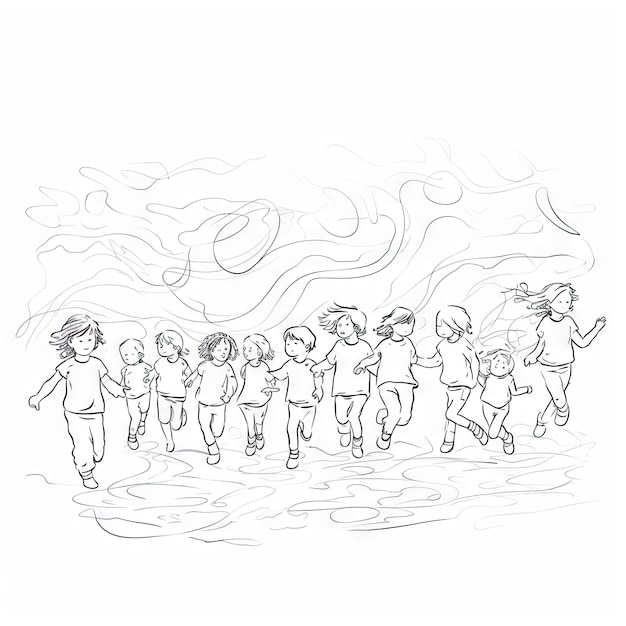 Happy Little Students Celebrating Finishing School in One Continuous Line Drawing