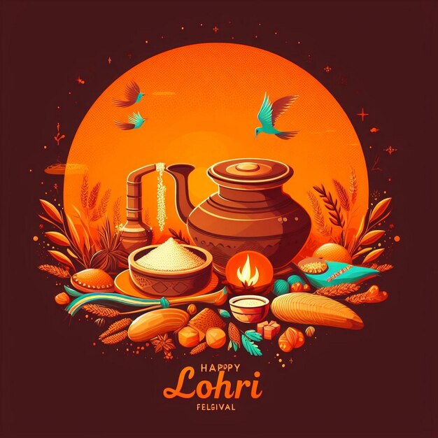 Happy Lohri Festival Lohri Festival background images Lohri Festival illustration Lohri Holiday