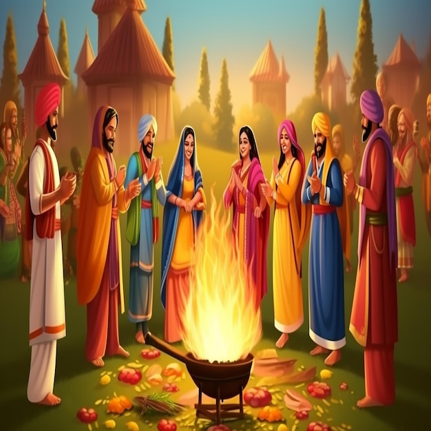 Photo happy lohri festival of punjab holiday background for punjabi festival