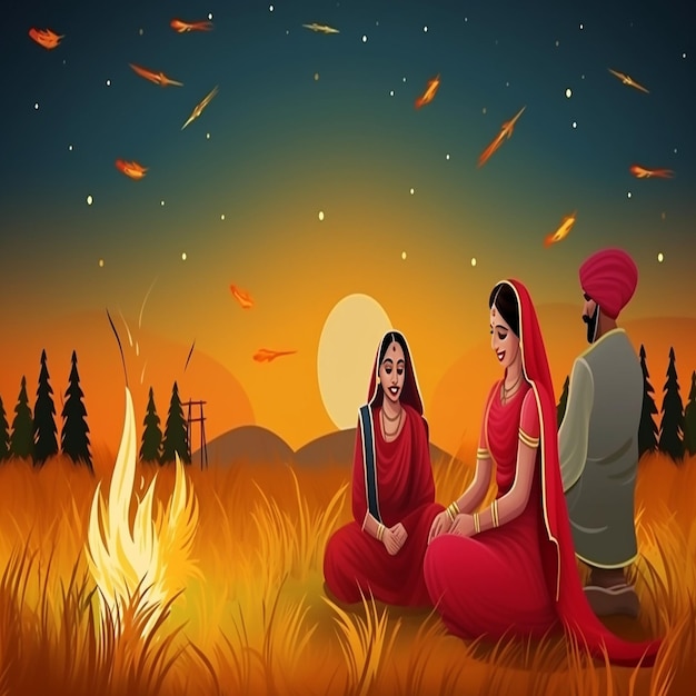 Happy Lohri Festival Of Punjab holiday background for Punjabi festival