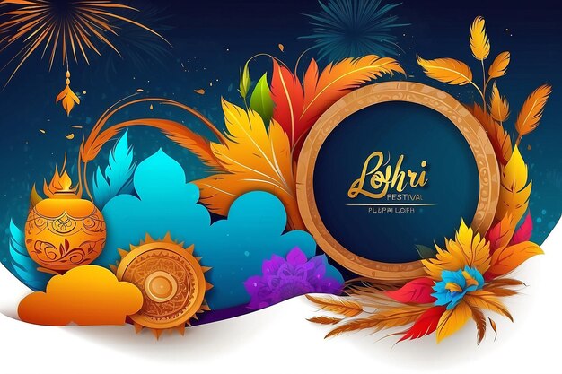 Photo happy lohri festival of punjab india background lohri elements background