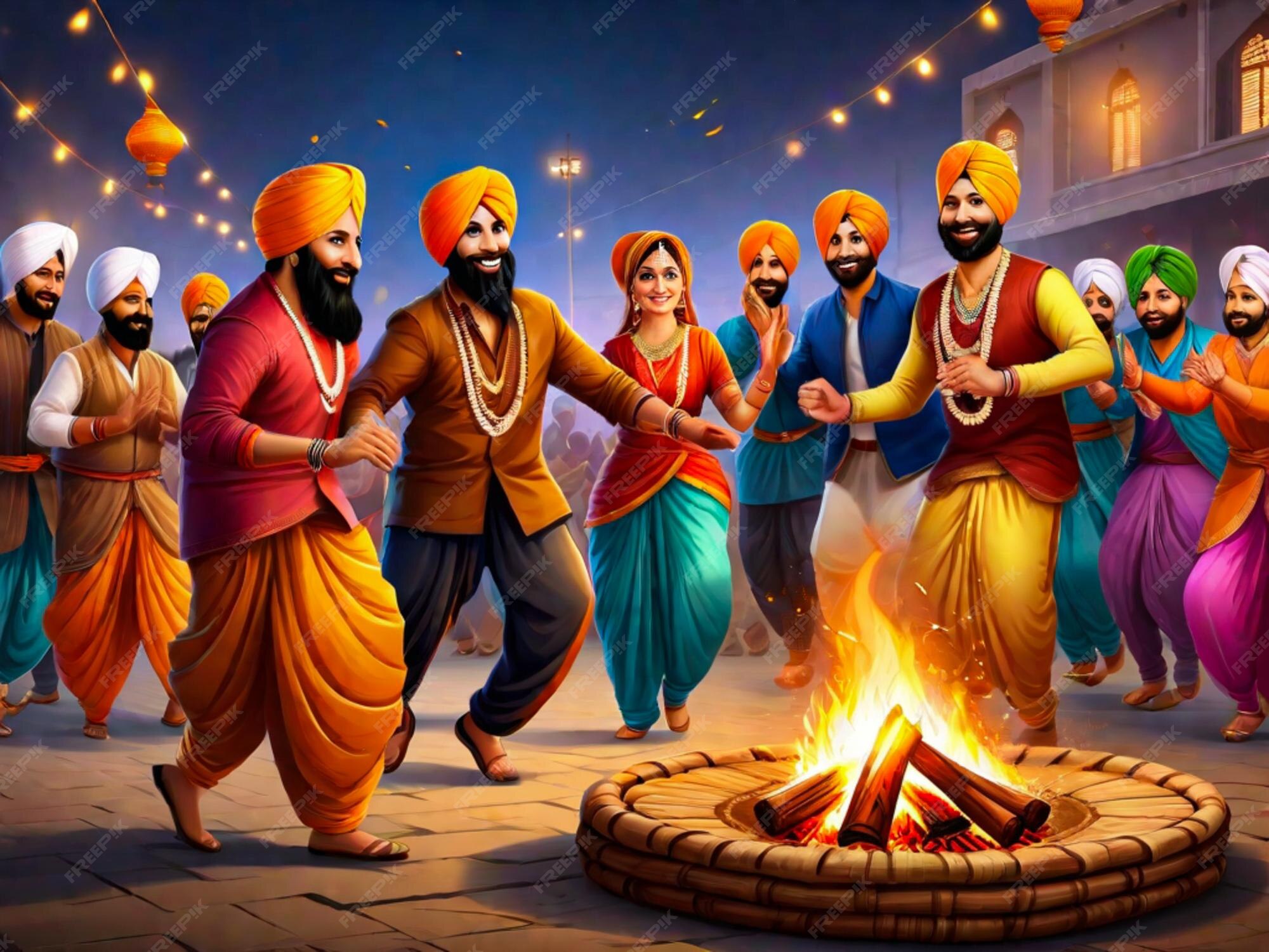 Premium AI Image Happy Lohri Indian sikh festival background Indian
