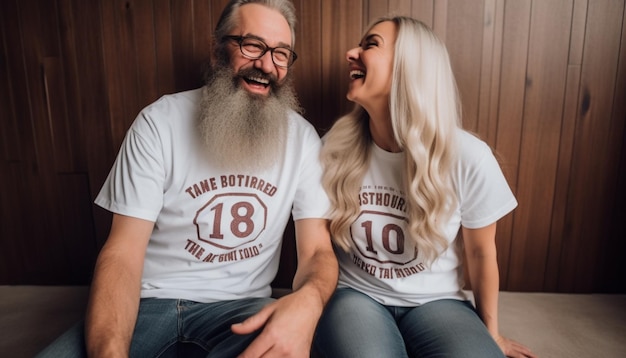 A happy loving couple celebrates success in a studio shot generated by AI