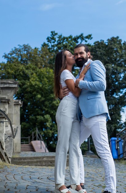 Happy loving couple in love outdoors be my valentine