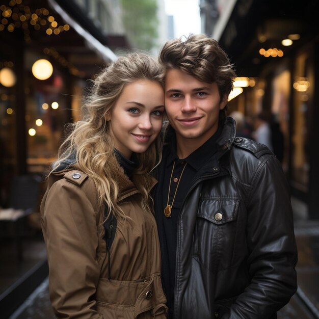 happy loving couple on the road