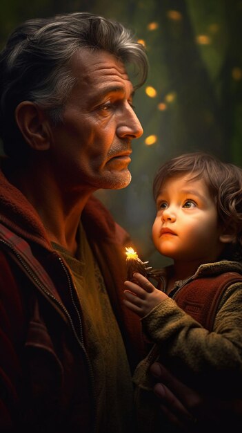 happy loving family father and his son child playing and hugging outdoors