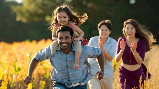 Photo happy mad ride on fathers back