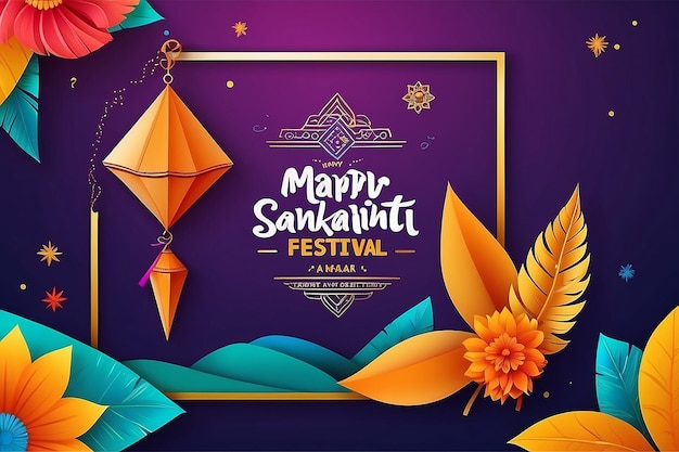 Photo happy makar sankranti festival greeting background template design