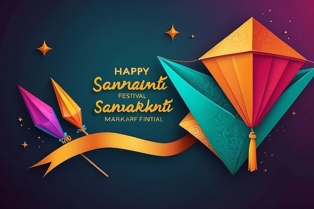 Photo happy makar sankranti festival greeting background template design