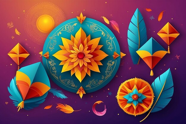 Photo happy makar sankranti festival greeting background template design