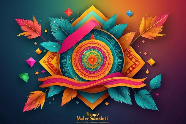 Happy Makar Sankranti Festival Greeting Background Template Design