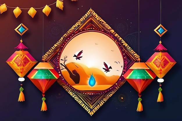 Happy Makar Sankranti Festival Greeting Background Template Design