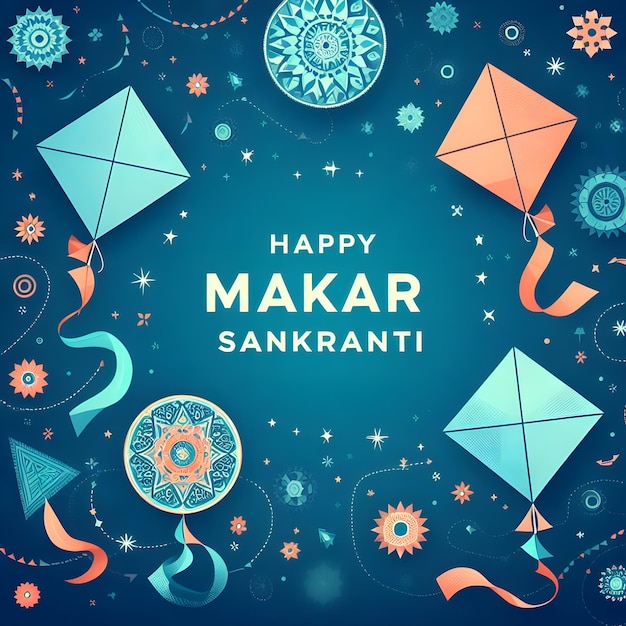 Happy Makar Sankranti festival of India greeting card