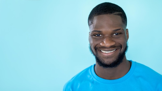 Happy man banner toothy smile advertising header