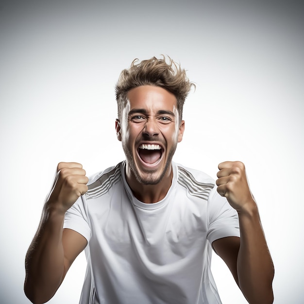 happy man laughing celebration photo