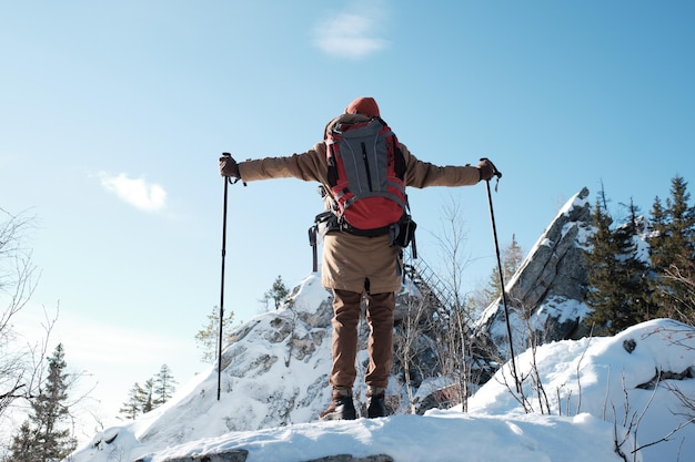 Happy man on mountain top