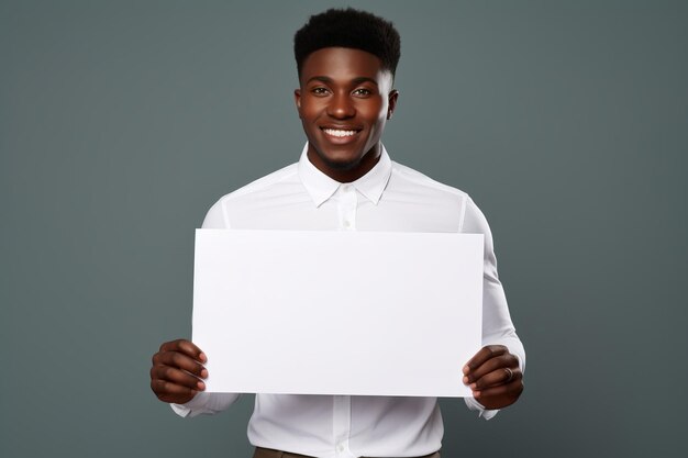 Happy Man Presenting Blank Sign