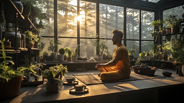 happy man relaxing at home