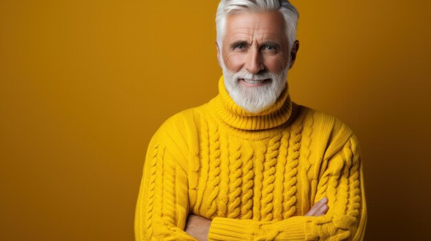 Happy man wearing yellow sweater