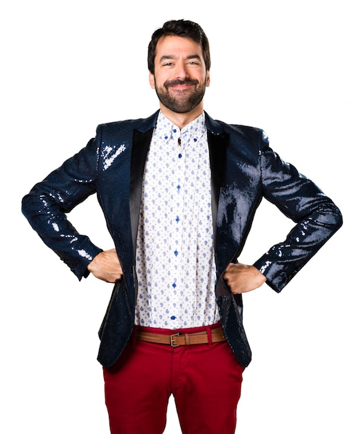 Happy man with jacket